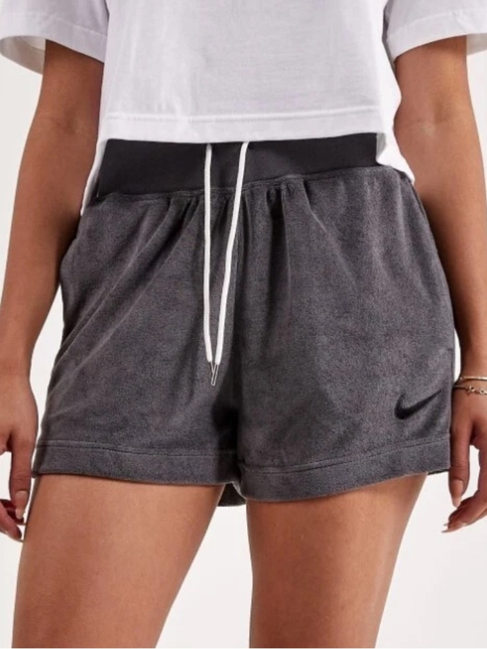 New NIKE Sportswear French Terry Shorts in Dark Gray sz M